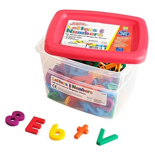 Educational Insights Multicolored Uppercase & Lowercase AlphaMagnets and MathMagnets, Set of 126 Letters, Numbers, Punctuation & Math Symbols: Preschool Kindergarten Classroom Must Haves, Ages 3+