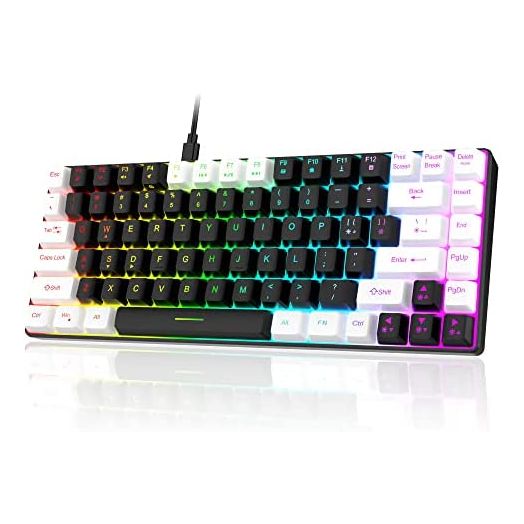 TKL Gaming Keyboard, 7KEYS Ultra Portable Keyboard, Wired 84 Keys RGB and Mechanical Feeling, Detachable and Stable Type-C Cable, Quiet for Typing, Comfort for Desktop PC Computer,Laptop Mac Gamer