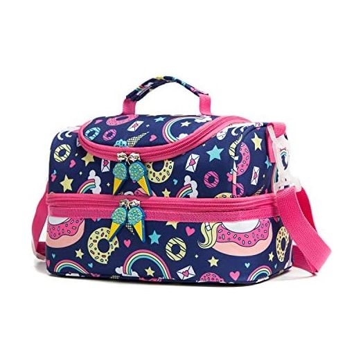Insulated Lunch Bag Box Tote Pack for Women Kids Work School Picnic Food Cooler Hot Water Ice (Blue Unicorn)