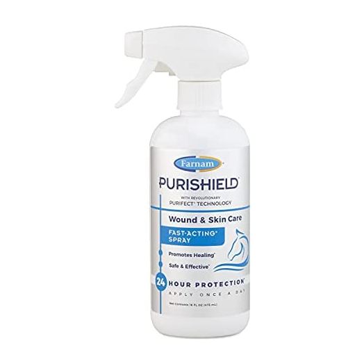 Farnam Purishield Wound & Skin Care Fast Acting Spray, Cleans and Treats Wounds on Horses, Dogs, Cats & Livestock 16 Ounces