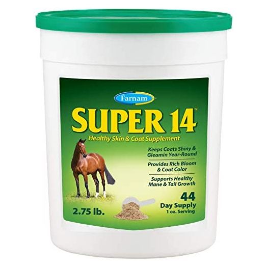 Farnam Super 14 Healthy Skin & Coat Supplement for Horses, Keeps Coats Shiny & Gleaming Year-Round 2.75 Pound, 44 Day Supply