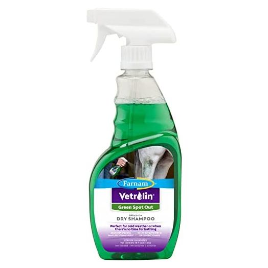 Farnam Vetrolin Green Spot Out Spray-On Dry Clean Shampoo, Green 16 Ounces
