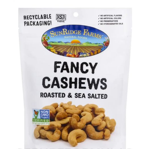 SunRidge Farms Fancy Cashews - Roasted & Sea Salted - 6 oz (170 Grams)