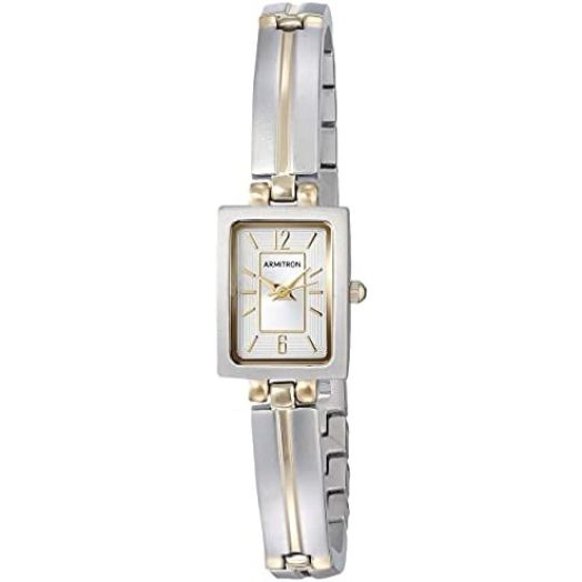 Armitron Women's 75/5331SVTT Rectangular Shaped Two-Tone Bangle Watch