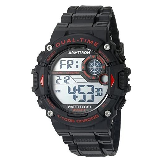 Armitron Sport Men's 40/8356RED Red Accented Digital Chronograph Black Resin Strap Watch