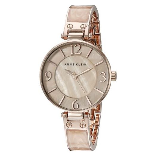 Anne Klein Women's AK/2210BMRG Rose Gold-Tone and Pink Marbleized Bangle Watch