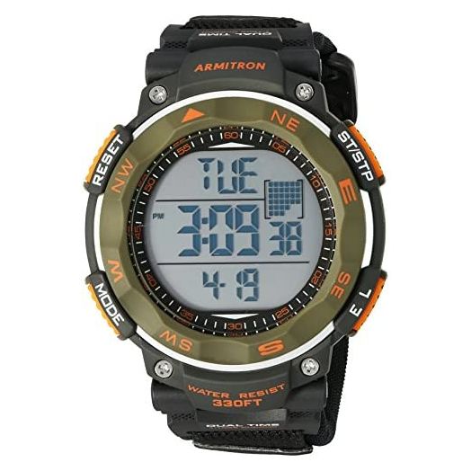 Armitron Sport Men's 40/8377DGN Olive Green Accented Digital Chronograph Black Neoprene Strap Watch