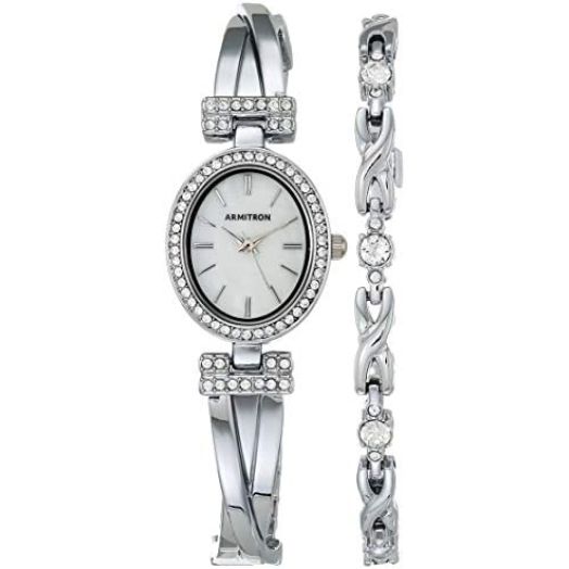 Armitron Women's Premium Crystal Accented Bangle Watch and Set