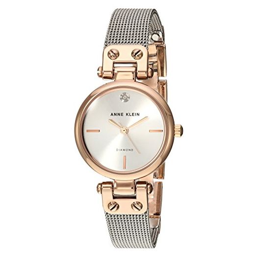Anne Klein Women's Diamond-Accented Mesh Bracelet Watch