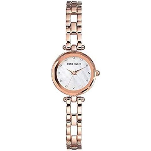 Anne Klein Women's Premium Crystal Accented Rose Gold-Tone Open Bracelet Watch