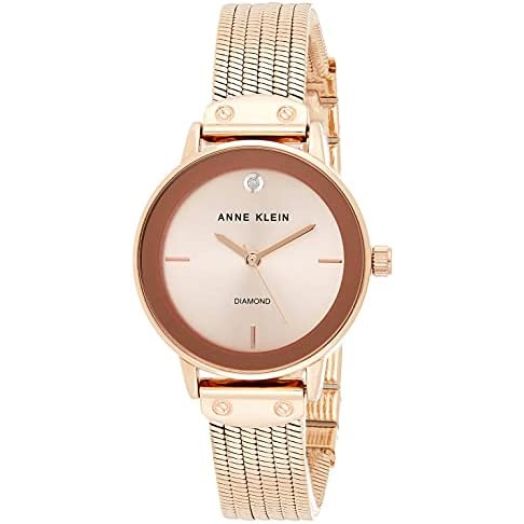 Anne Klein Women's AK/3220 Diamond-Accented Chain Bracelet Watch