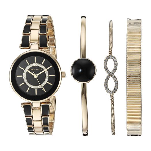 Anne Klein Women's Premium Crystal Accented Watch and Bracelet Set
