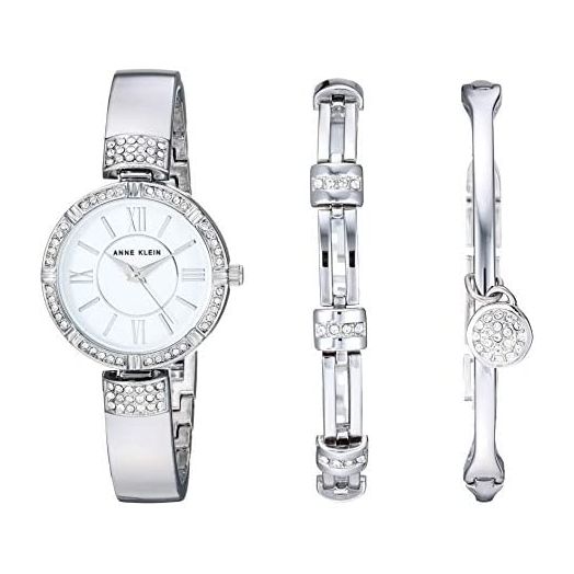 Anne Klein Women's Premium Crystal Accented Watch and Bracelet Set