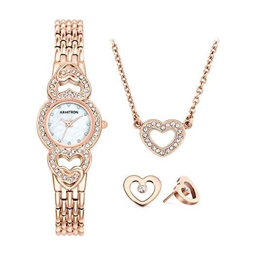Armitron Women's Genuine Crystal Accented Bracelet Watch and Jewelry Set, 75/5650