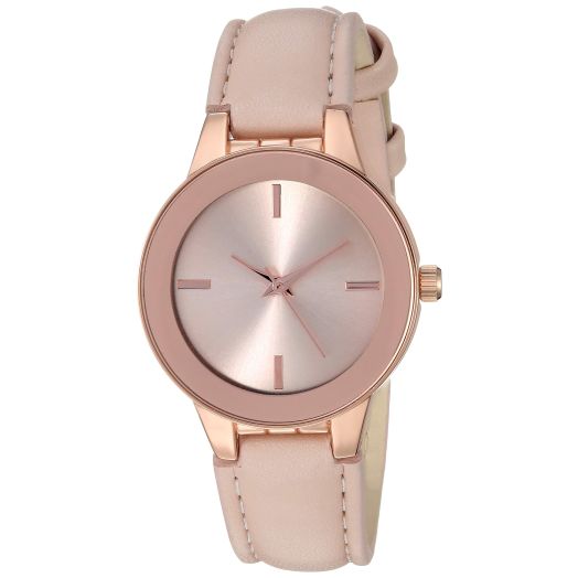 Amazon Essentials Women's Rose Gold-Tone and Blush Pink Strap Watch