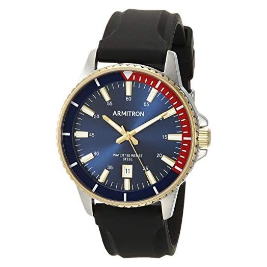 Armitron Men's Two-Tone Watch with Black Silicone Strap, 20/5433NVTTBK