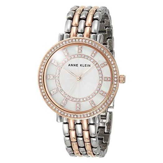 Anne Klein Women's Premium Crystal Accented Two-Tone Bracelet Watch, AK/3799