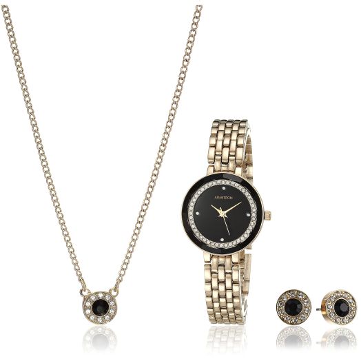 Armitron Women's Genuine Crystal Accented Bracelet Watch and Jewelry Set, 75-5796