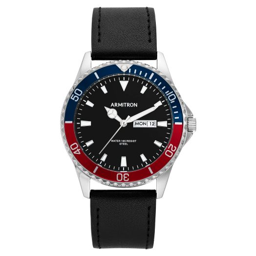 Armitron Men's Day/Date Function Dial Leather Strap Watch, 20/5483