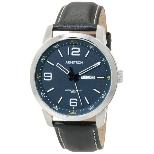 Armitron Men's Day/Date Function Leather Strap Watch, 20/5489