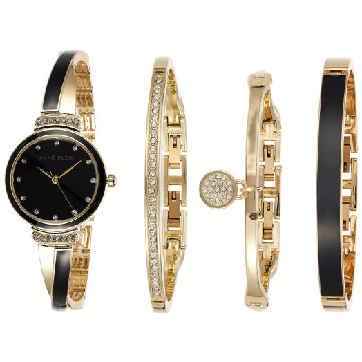 Anne Klein Women's Premium Crystal Accented Bangle Watch Set