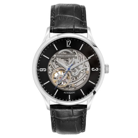 Vince Camuto Men's Automatic Movement Croco-Grain Leather Strap Watch, VC/1159