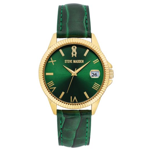 Steve Madden Unisex Date Function Croco-Grain Strap Watch