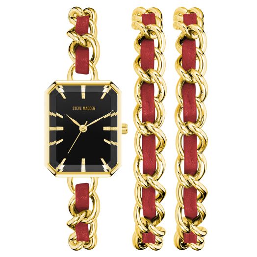 Steve Madden Women's Chain Watch and Bracelet Set