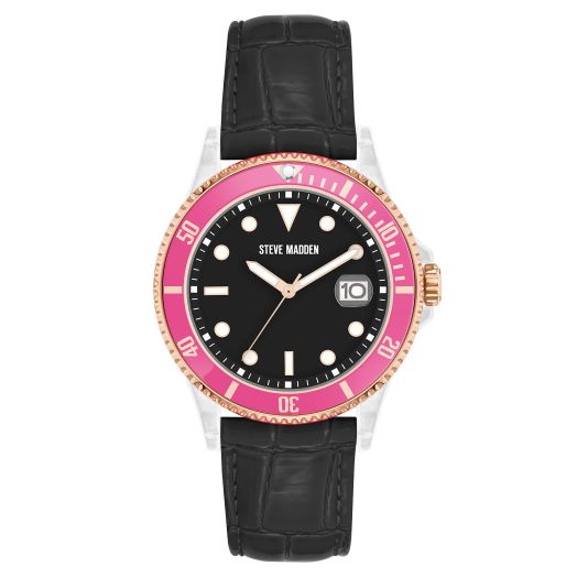 Steve Madden Women's Date Function Croco-Grain Strap Watch