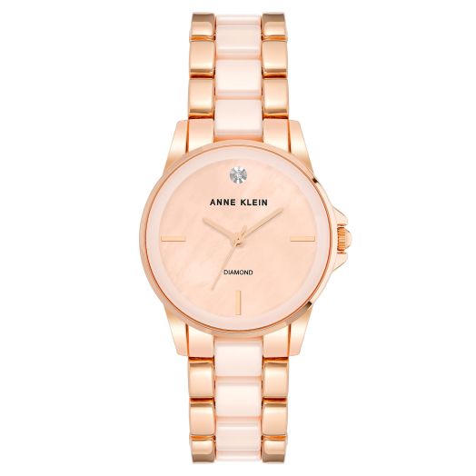 Anne Klein Women's Genuine Diamond Dial Ceramic Bracelet Watch, AK/4118