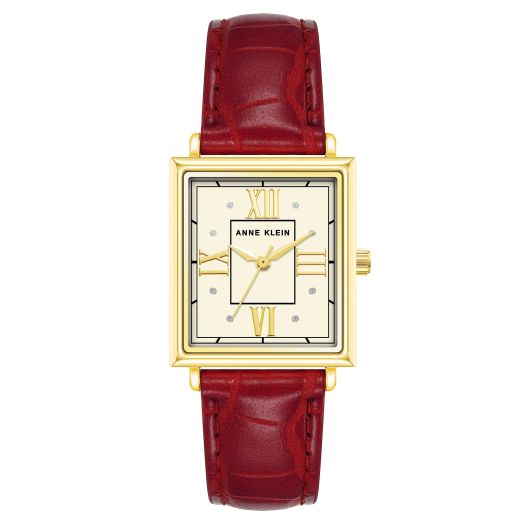 Anne Klein Women's Croco-Grain Vegan Leather Strap Watch