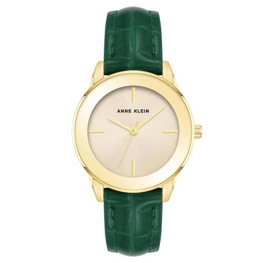 Anne Klein Women's Croco-Grain Patterned Faux Leather Strap Watch