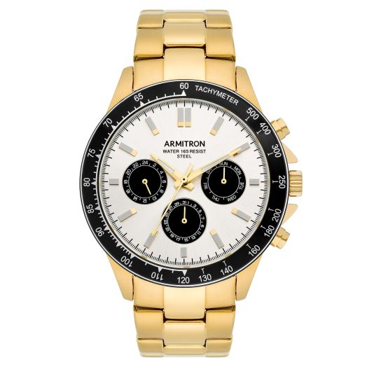 Armitron Men's Analog Multi-Zone Silver-Tone Dial Gold-Tone Stainless Steel Bracelet Watch, 20/5575SBGP