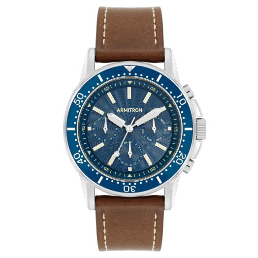 Armitron Men's Analog Chronograph Leather Strap Watch, 20/5531