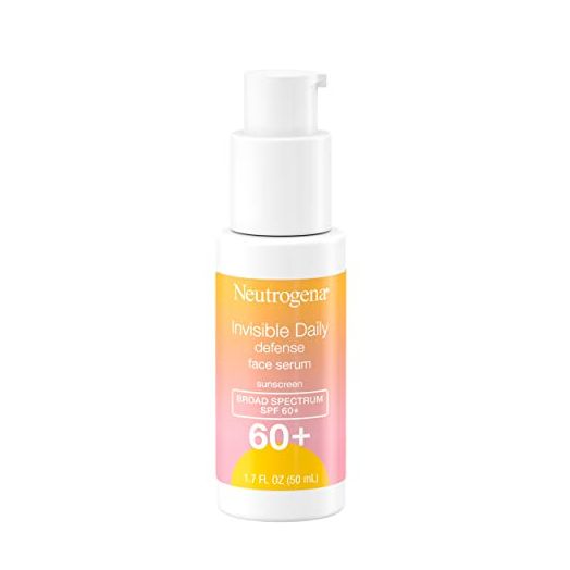 Neutrogena Invisible Daily Defense Face Serum with Broad Spectrum SPF 60+ to Help Even Skin Tone, Oil-Free, Non-Greasy, Antioxidant Complex for Environmental Aggressors, White, 1.7 fl. Oz