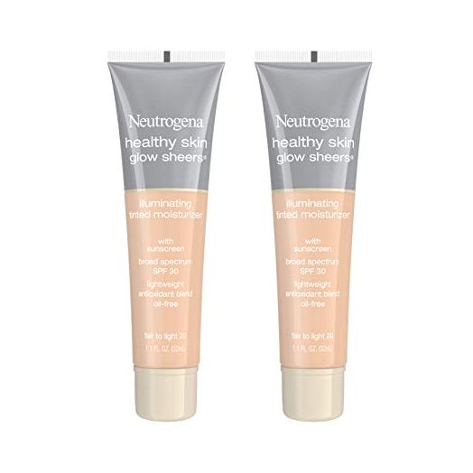 Neutrogena Healthy Skin Glow Sheers Tinted Moisturizer, Oil-Free & Non-Greasy Moisturizer with Antioxidant Vitamins A, C, and E, Broad Spectrum SPF 30 Sunscreen, Fair to Light 20, 1.1 oz (Pack of 2)