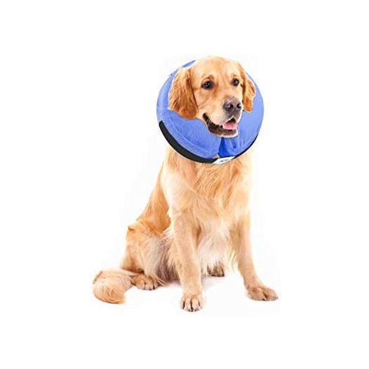 MCHY Inflatable Dog Cone,Adjustable Recovery Collar for Dogs After Surgery,Prevent from Biting & Scratching,Not Block Vision (L, Blue)
