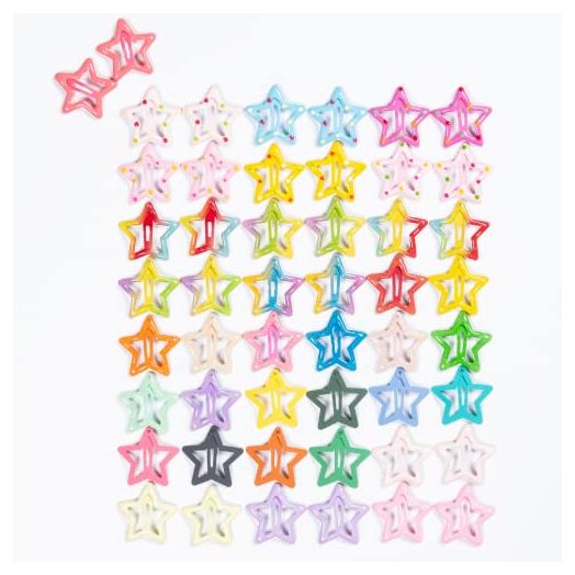 Hair Clips for Girls, 50 Pcs No Slip star Metal fashion Hair Snap Clips Barrettes for Kids Teens Women