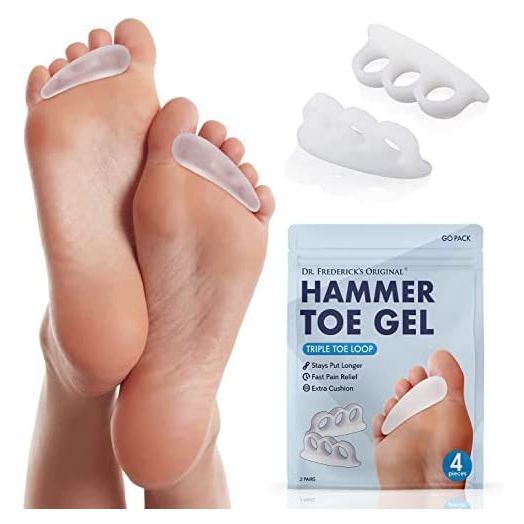 Dr. Frederick's Original 4 Piece Hammer Toe Treatment Set - Soft Gel Splints to Prevent Overlap