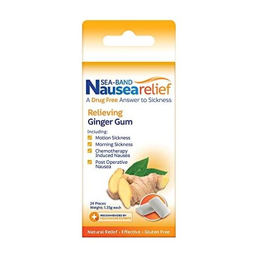 Sea-Band Anti-Nausea Ginger Gum For Motion & Morning Sickness, 24 Pieces