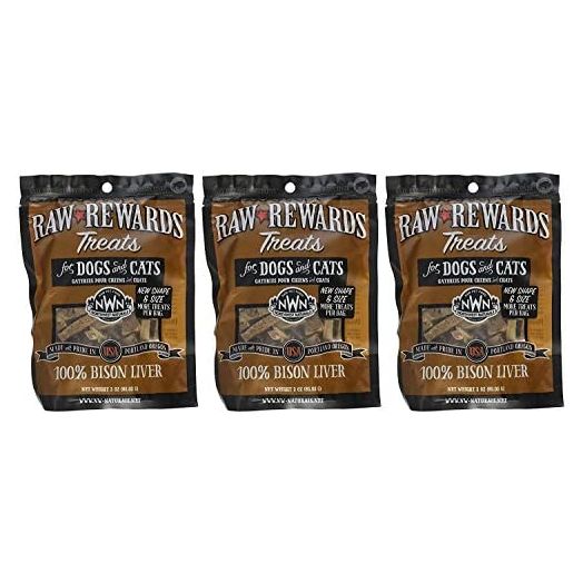 (3 Pack) Northwest Naturals Raw Rewards Freeze Dried Bison Liver Treats, 3 Ounces Each
