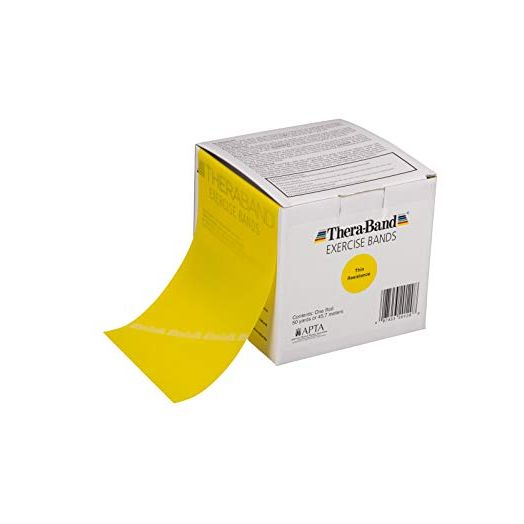 THERABAND Resistance Bands, 50 Yard Roll Professional Latex Elastic Band For Upper & Lower Body & Core Exercise, Physical Therapy, Pilates, At-Home Workouts, & Rehab, Yellow, Thin, Beginner Level 2