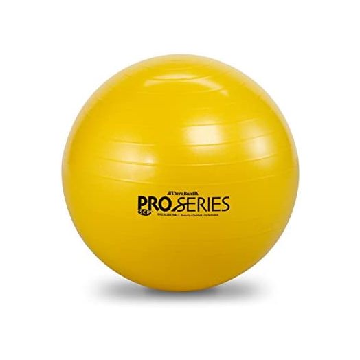THERABAND Exercise Ball, Professional Series Stability Ball with 45 cm Diameter for Athletes 4'7" to 5'0" Tall, Slow Deflate Fitness Ball for Improved Posture, Balance, Yoga, Pilates, Core, Yellow