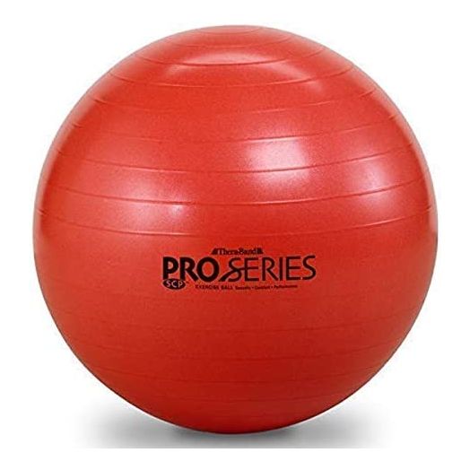 THERABAND Exercise Ball, Professional Series Stability Ball with 55 cm Diameter for Athletes 5'1" to 5'6" Tall, Slow Deflate Fitness Ball for Improved Posture, Balance, Yoga, Pilates, Core, Red