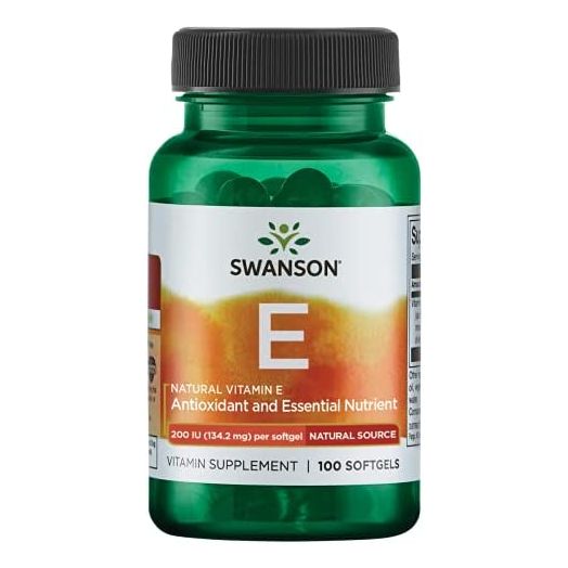 Swanson Natural Vitamin E - Natural Supplement Supporting Heart Health & Tissue Protection - Essential Nutrient Promoting Overall Health & Wellness - (100 Softgels, 200IU Each)