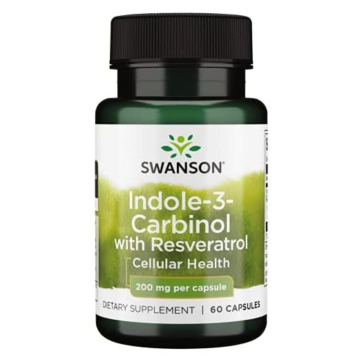 Swanson Indole-3-Carbinol with Resveratrol - I3C Supplement Promoting Cellular Protection - Natural Supplement to Help Maintain Healthy Hormone Balance - (60 Capsules, 200mg Each)