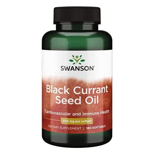 Swanson Black Currant Seed Oil - Herbal Supplement Promoting Immune System & Heart Health Support - Natural Formula Supporting Joints Health - (180 Softgels, 500mg Each)