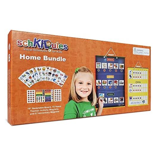 SchKIDules Visual Schedule for Kids: Daily Calendar & Weekly Chart, 18" Board, 129 Magnets