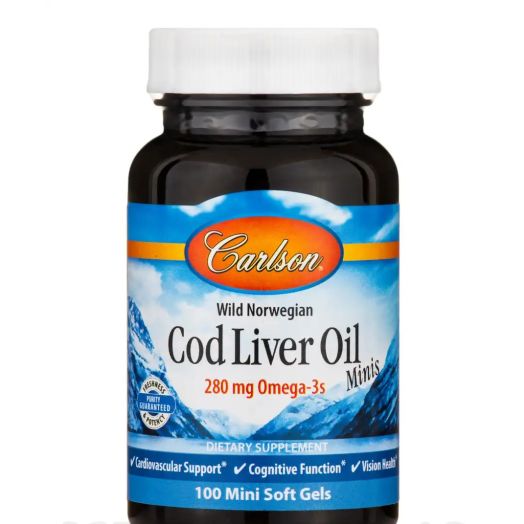 Carlson Labs Cod Liver Oil Minis 280 mg - 100 Mini Soft Gels