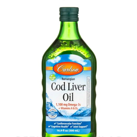 Carlson Labs Cod Liver Oil 1,100 mg, Natural Flavor - 16.9 fl. oz (500 ml)